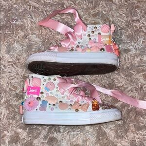 Pink and White Kids Shoes with Embellishments